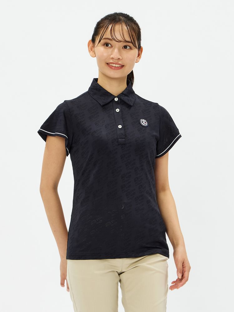 and per se(アンパスィ) ｜ロゴジャカード半袖シャツ（レディース）