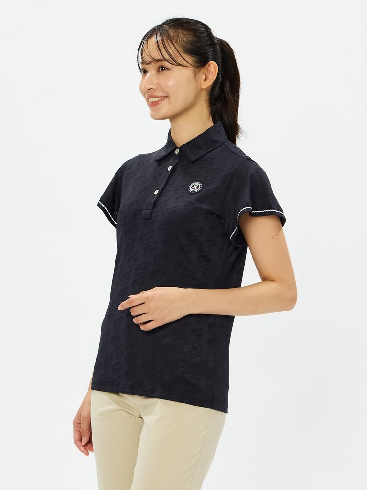 and per se(アンパスィ) ｜ロゴジャカード半袖シャツ（レディース）