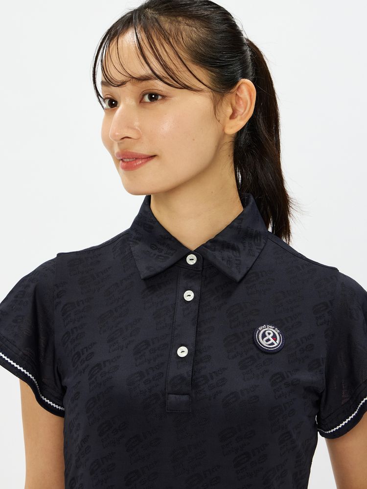 and per se(アンパスィ) ｜ロゴジャカード半袖シャツ（レディース）