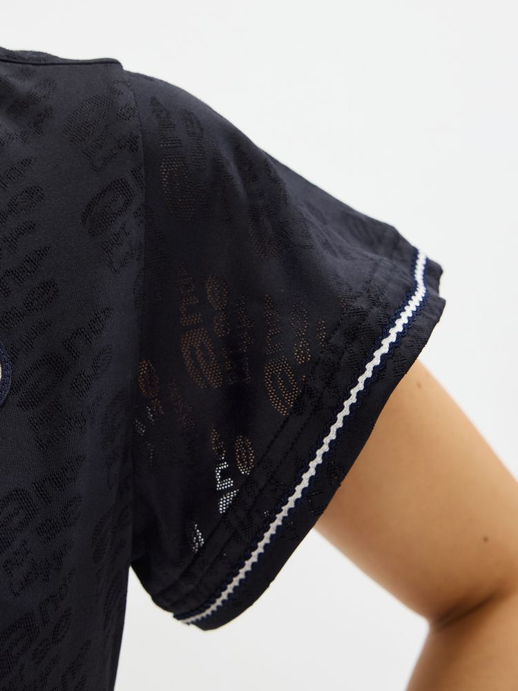 and per se(アンパスィ) ｜ロゴジャカード半袖シャツ（レディース）