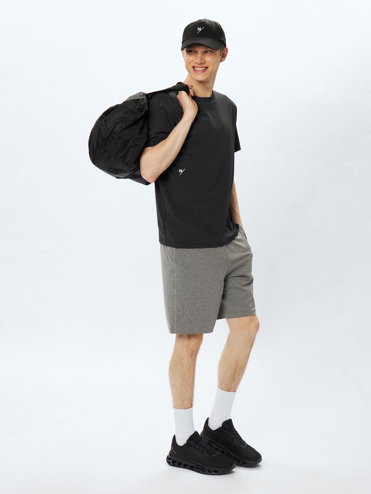 ショートSWEATハーフスリーブ2 ハーフジップループバックスウェットシャツ （Grey Melange
