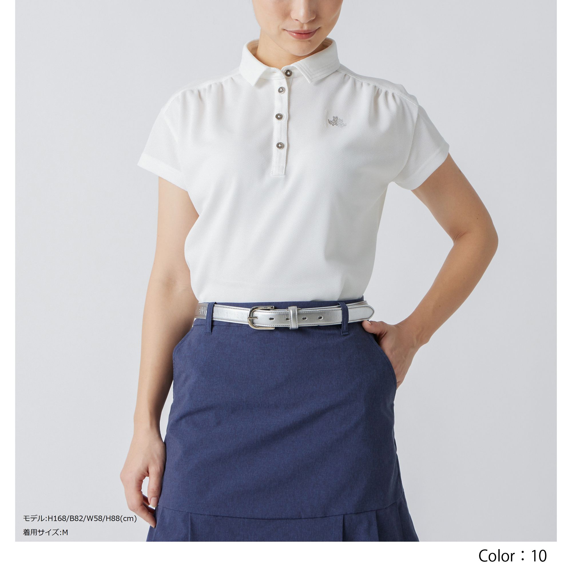 デニムライクニットポロシャツ レディース Bls9702yg Black White Sportswear公式通販 セール