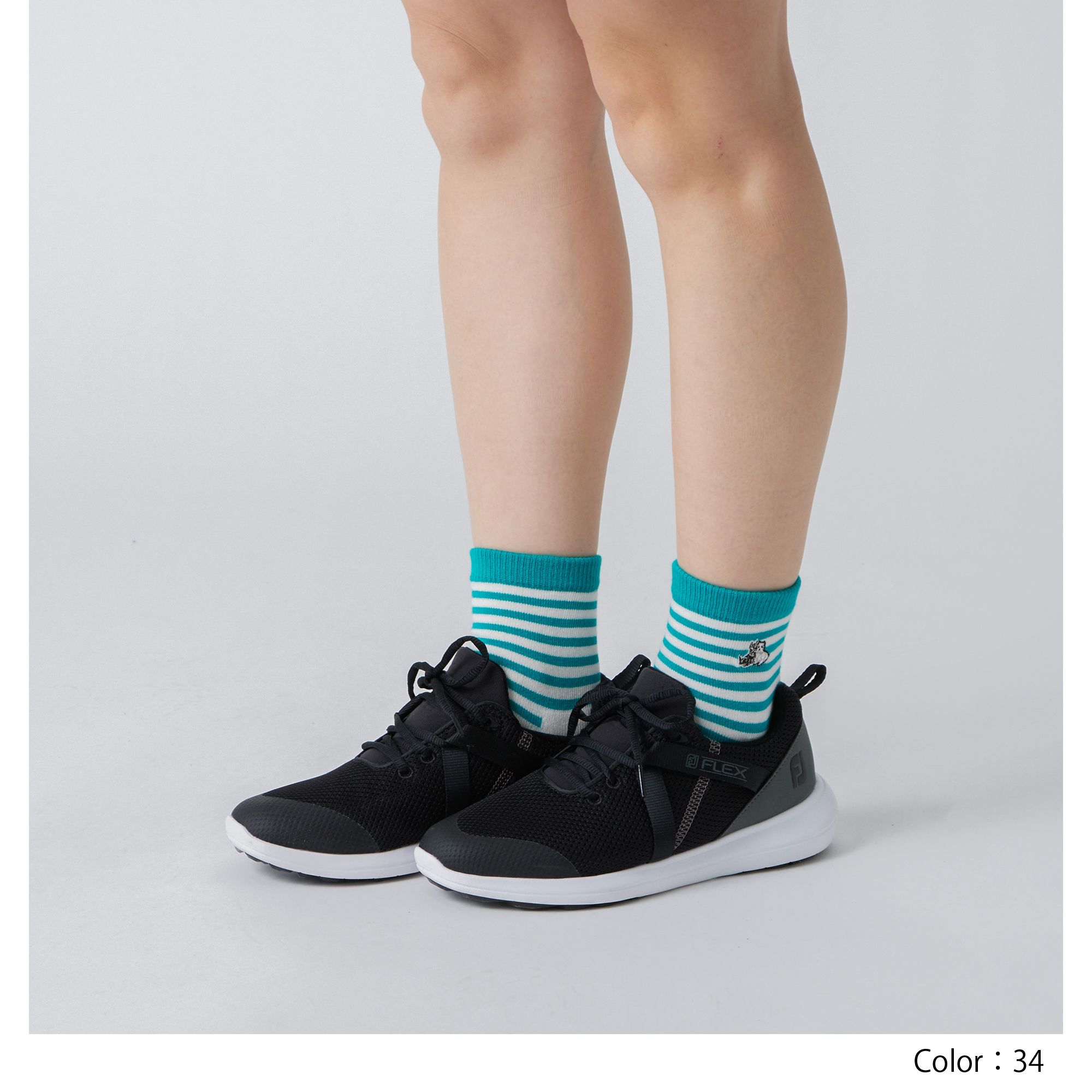 マリンボーダーミドルソックス レディース Bls8142 Black White Sportswear公式通販