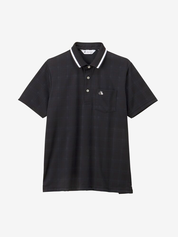 ブライトジャカード半袖ポロシャツ（メンズ）（BGS9703JA）- BLACK