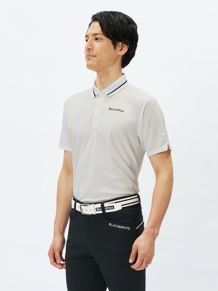 BLACK & WHITE(ブラック＆ホワイト) ｜NonWetロゴプリント半袖ポロシャツ（メンズ）