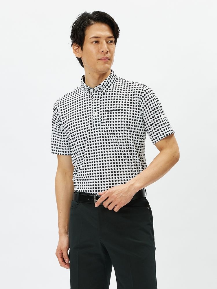 BLACK & WHITE(ブラック＆ホワイト) ｜ドットプリントボタンダウン半袖シャツ（メンズ）