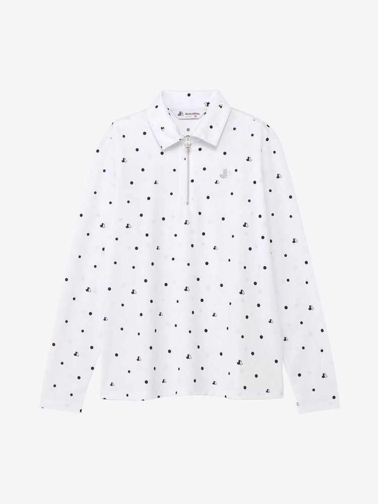 BLACK & WHITE(ブラック＆ホワイト) ｜テリアプリントジップアップ共衿長袖シャツ（レディース）