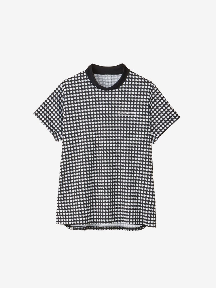 BLACK & WHITE(ブラック＆ホワイト) ｜ドットプリントモックネック半袖シャツ（レディース）