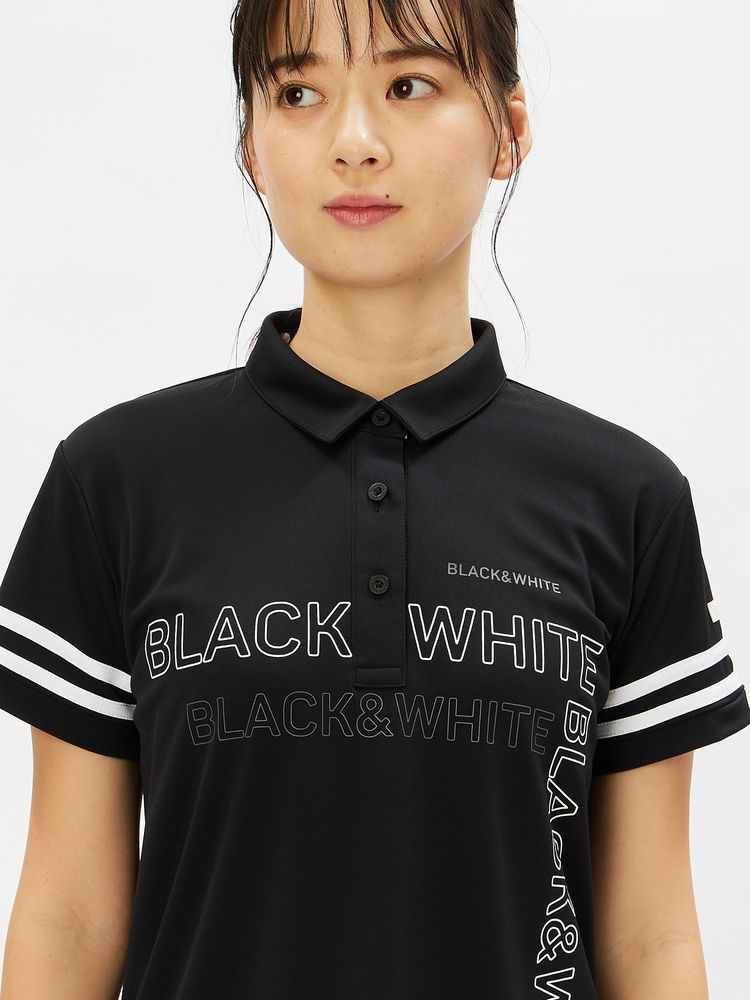 BLACK & WHITE(ブラック＆ホワイト) ｜SoCoolハニカムロゴプリント半袖シャツ（レディース）