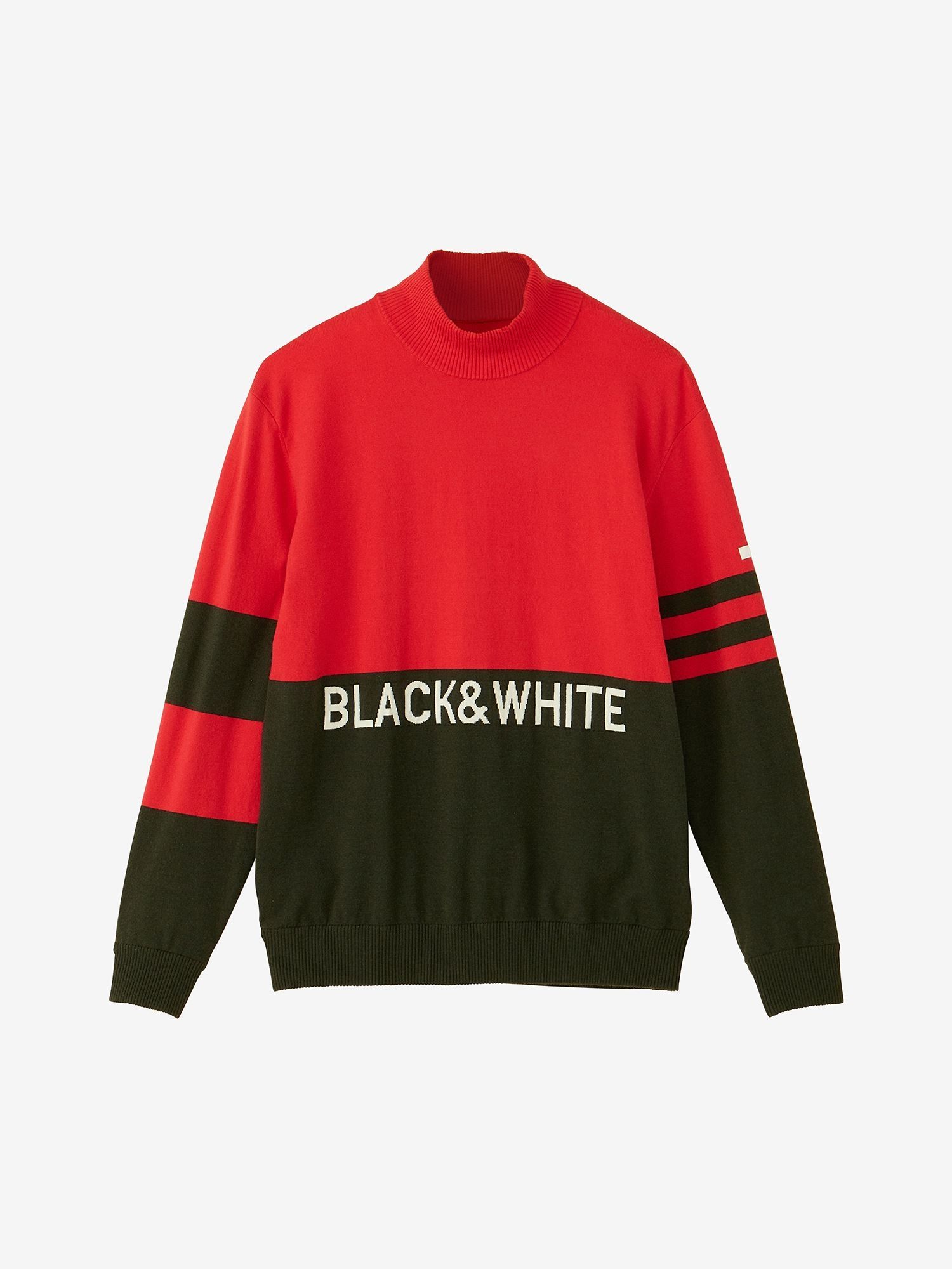 袖裏防風ハイネックセーター（メンズ）（BGF2603WP）- BLACK & WHITE